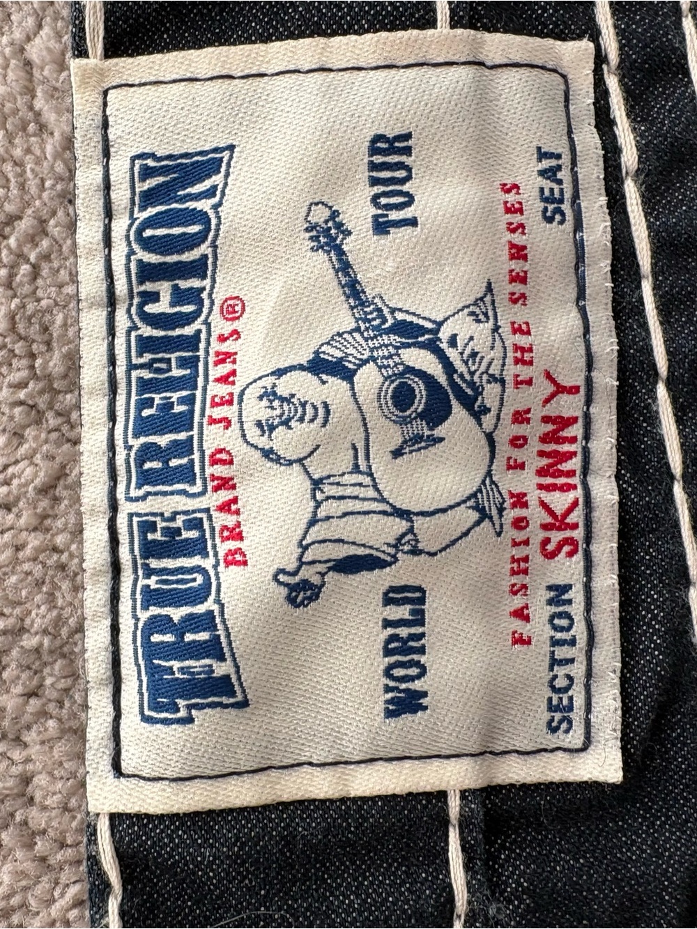 True Religion Indigo Jeans with White Contrast Stitching - Picture 4 of 5